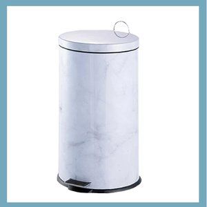 Simil Marble Stainless Steel Trash Can (30 Liters/7.9 gal)